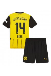 Borussia Dortmund Maximilian Beier #14 Jalkapallovaatteet Lasten Kotipeliasu 2024-25 Lyhythihainen (+ Lyhyet housut)